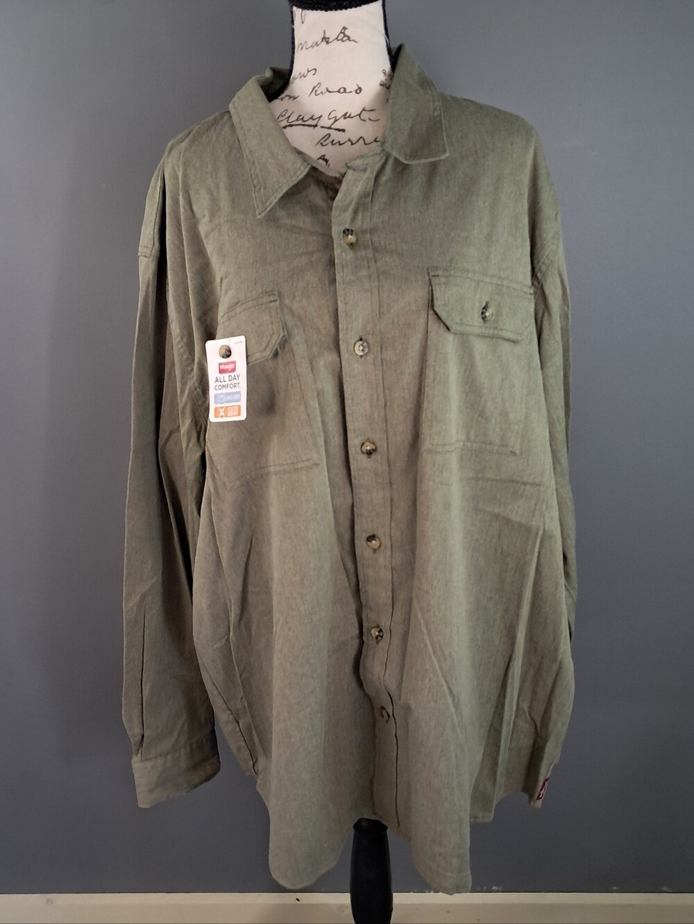 Wrangler Men's Shirt Button Down NWT 2XL Green/Brown